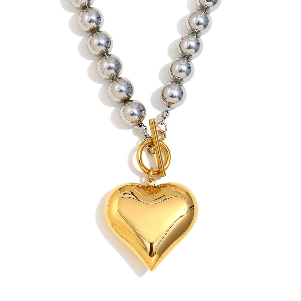 Bold Heart Bead Necklace