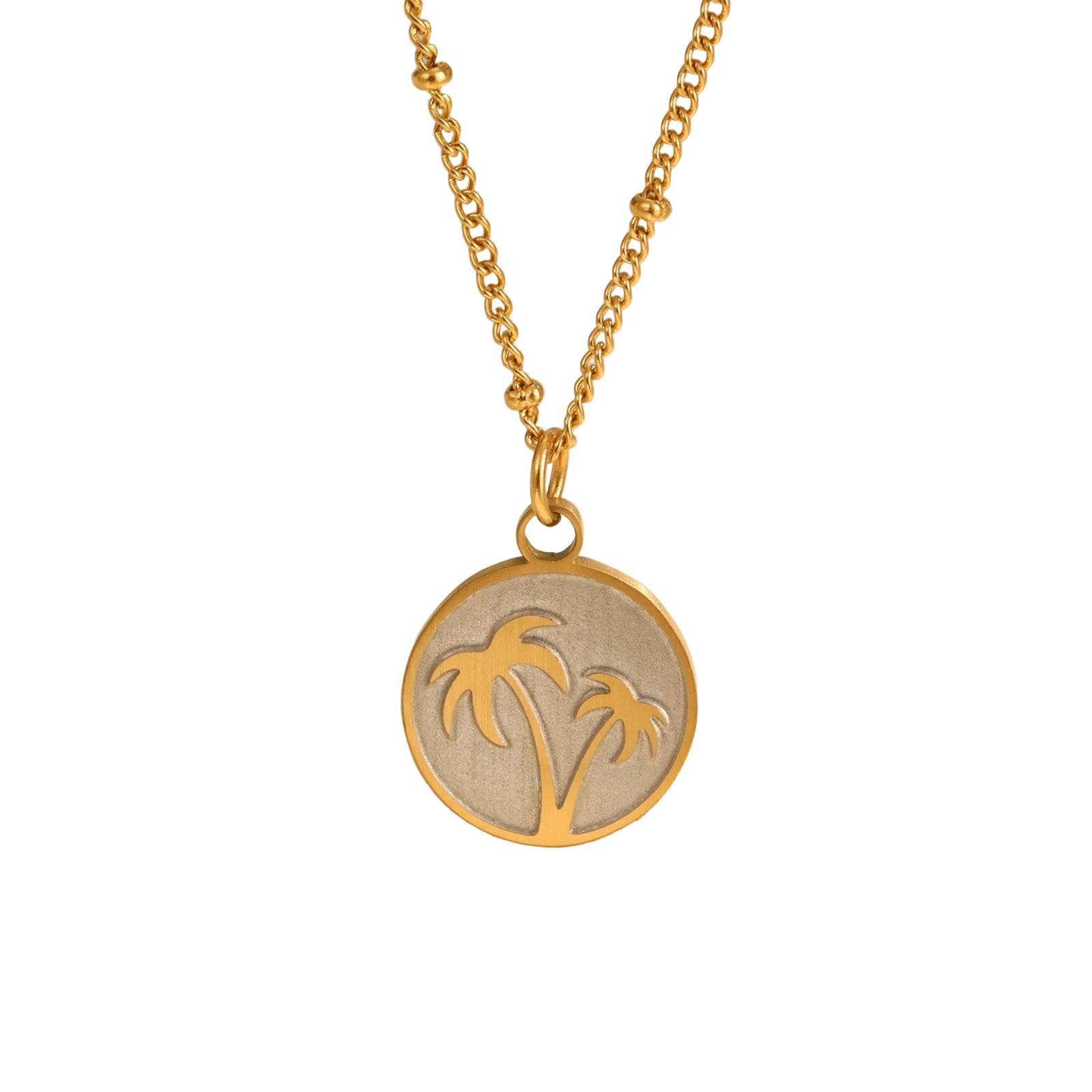 Gold Palm Tree Pendant Necklace