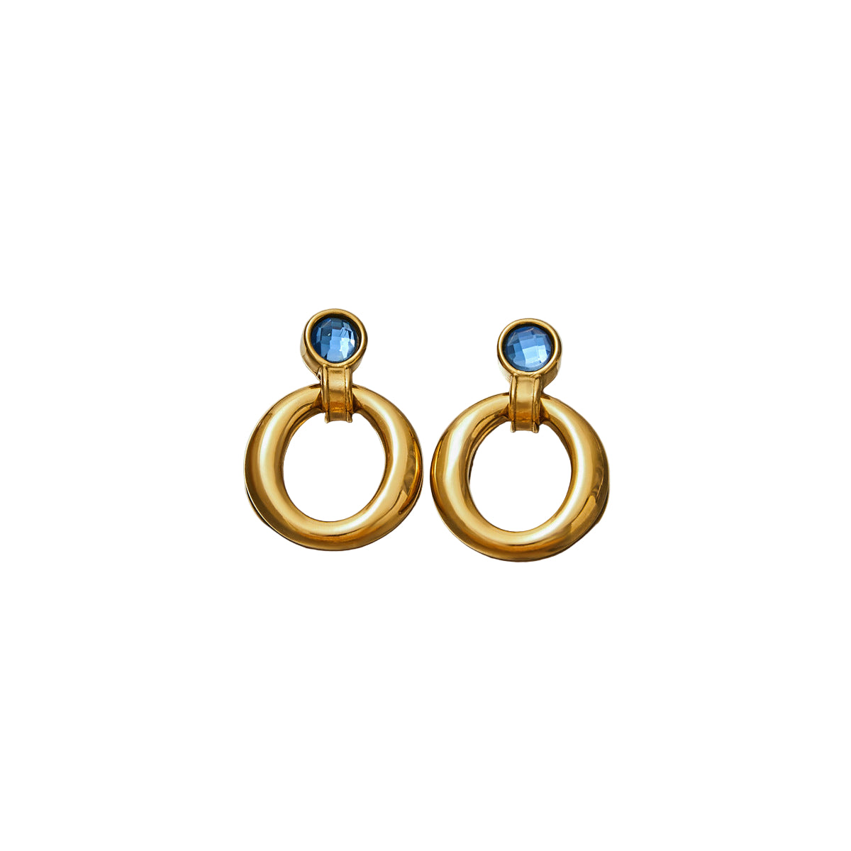 Blue Stone Hoop Earrings