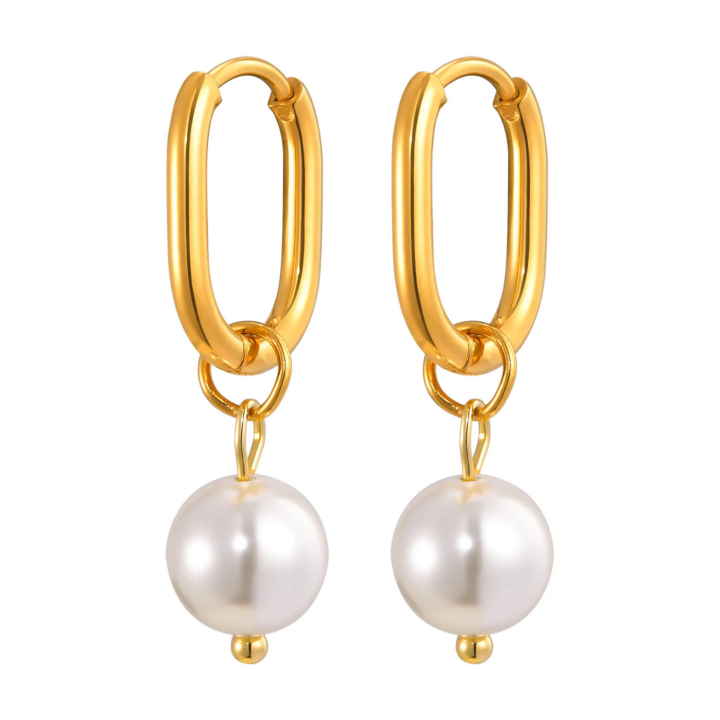Pearl Drop Hoop Earrings