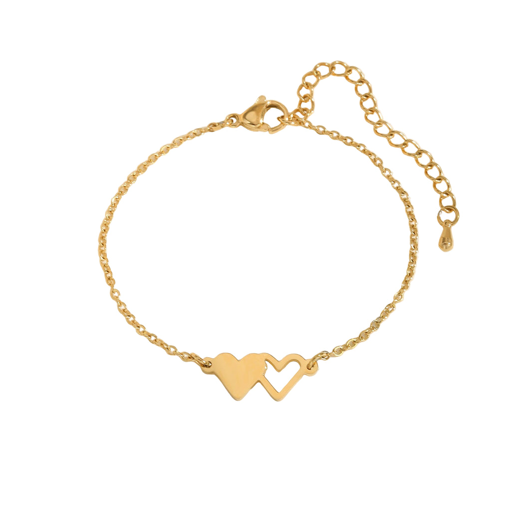 Double Heart Chain Bracelet
