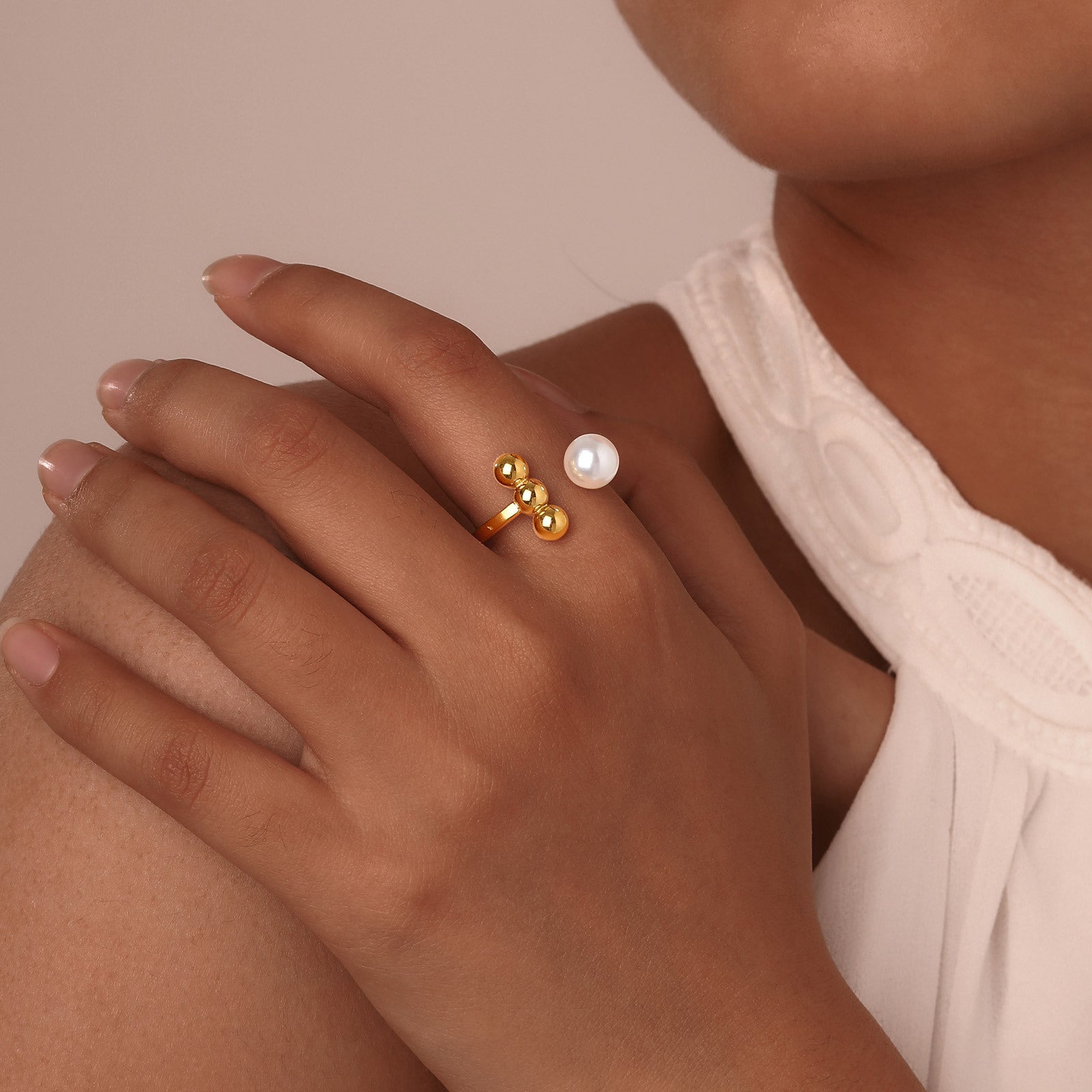 Pearl & Gold Bead Ring
