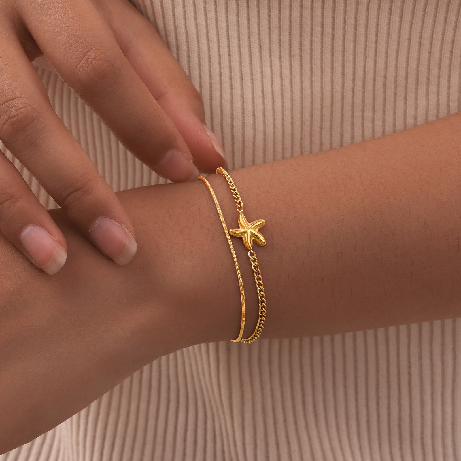 Starfish Double Chain Bracelet