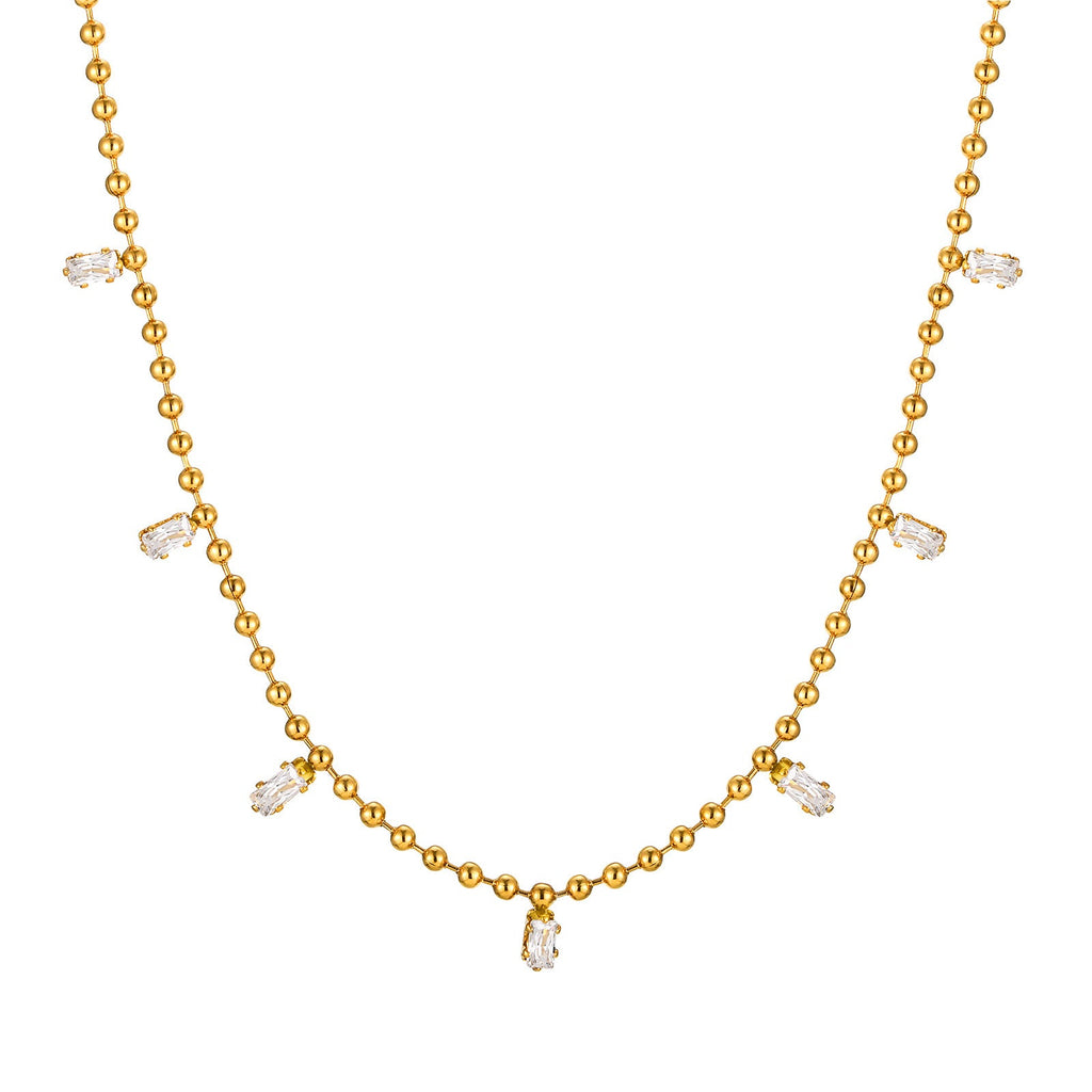 Zircon Drop Bead Necklace