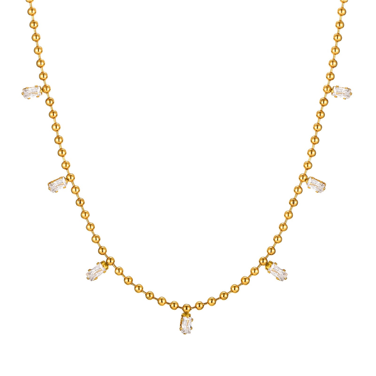 Zircon Drop Bead Necklace